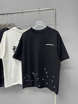Chrome Hearts T-shirt Heavy Embroidery with Ink Splash logo round Neck Short Sleeve25ss New pure cotton T Unisex T-Shirt OS Loose Fit Base Shirt Top Half Sleeve T-Shirt