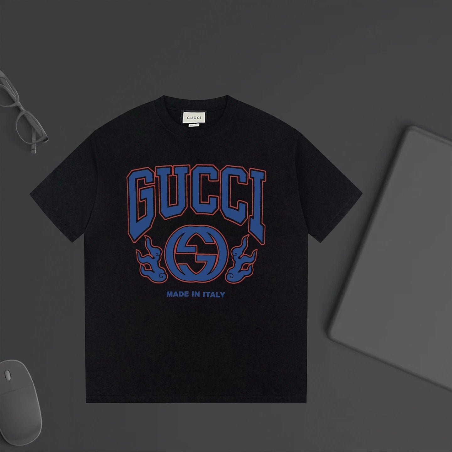 Gucci T-shirt Unique Large Letter Print on Chest logo round Neck Short Sleeve25ss New pure cotton T Unisex T-Shirt OS Drop Shoulder Loose Fit Base Shirt Top T-Shirt Short Sleeve