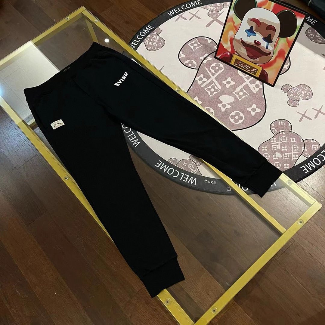 Evisu Sweatpants Top Version Counter Same Style Cotton Sweat Pants Same Style for Men and Women Loose Fashion Brand2024Versatile Casual Pants Sports Trousers