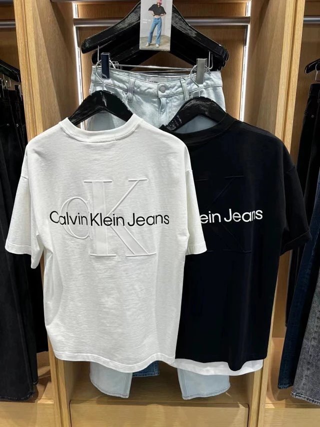 Calvin Klein T-shirt Top Version Counter Same Style Pure Cotton Summer Men's and Women's Same Fashion Loose All-Matching2024New Short Sleeve T T-shirt