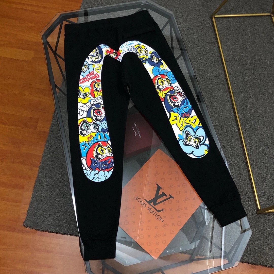 Evisu Sweatpants Top Version Spring and Summer New Men's Graffiti Damo Printed Casual Sweatpants Trousers