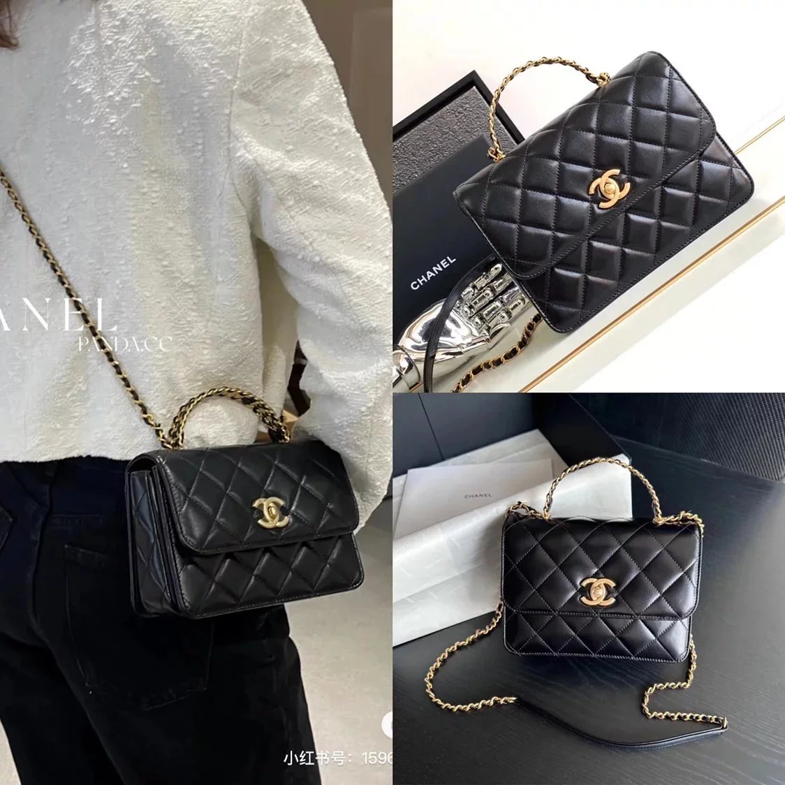 Chanel Women's Bag Top version 【Grade Surrogate Shopping Original Factory】23p New Hollow Handle Bag WOC Box Briefcase Hollow Handle Large Flap Bag Small Women Bag Handbag Messenger Bag Shoulder Bag As3886As3908