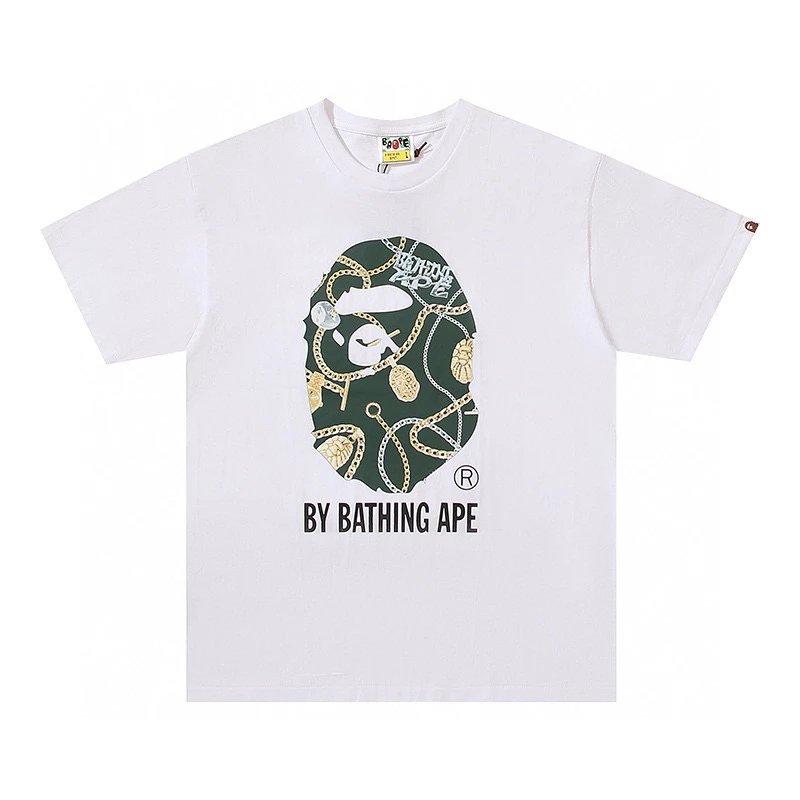 Bape T-shirt Top Version Counter Same Style Pure Cotton Summer Men's and Women's Same Fashion Loose All-Matching2024New Short Sleeve T T-shirt