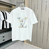 Louis Vuitton LV T-shirt Chest Chain Embroidery with Toothbrush Stitch Technique logo round Neck Short Sleeve25ss New Pure Cotton Unisex Style T T-shirt OS Loose Fit Base Shirt Half Sleeve T-Shirt Top Half Sleeve