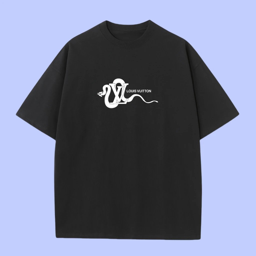 Louis Vuitton LV T-shirt Year of the Snake Print on the Chest logo round Neck Short Sleeve25ss New Pure Cotton Unisex Style T T-shirt OS Loose Fit Base Shirt B Short Sleeve T-Shirt