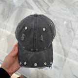 Chrome Hearts Hat Hole logo Baseball Cap Sunshade Sun Protection Duckbill Cap Large Head Circumference Slimming Face Curved Brim Versatile Sports Hat for Men and Women Couples Same Style