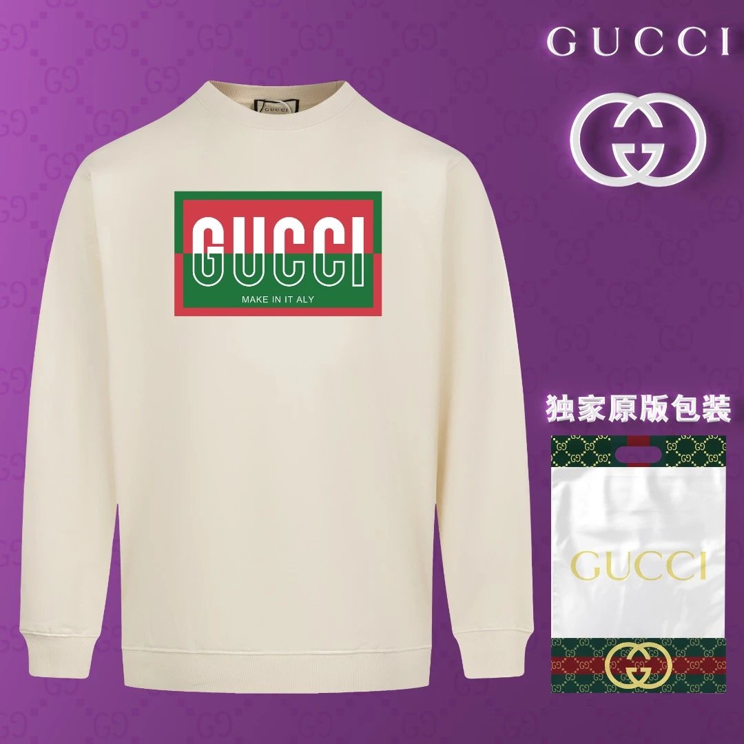 Gucci Hoodie Black and green squares on chest logo Round Neck Sweatshirt Jacket Pullover Long Sleeve OS Loose Fit Base Shirt Top Unisex Sports Casual