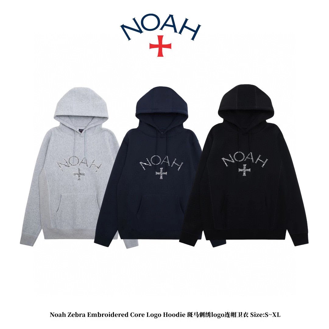 NOAH Hoodie Top Version Early Autumn and Winter Classic Chest Printed Small Cross logo Classic Fashion Brand round Neck Fleece-Lined Sweater Men and Women