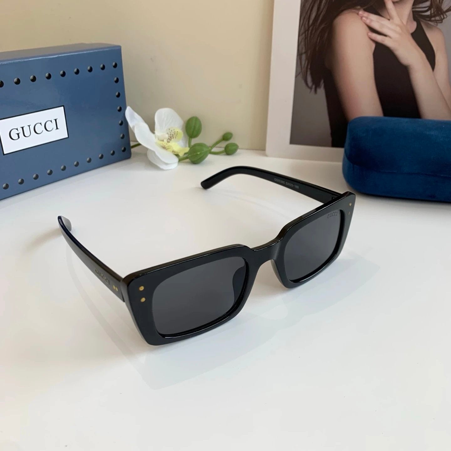 Gucci Sunglasses Gold Label Letter Temple Sunglasses Slimming Non-Prescription Unisex Couple Style Driving Beach Fishing UV Protection25ss New Sports Casual Versatile