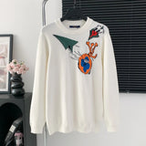 Louis Vuitton LV Sweater Color Block Jacquard Airplane25ss New Round Neck Sweater Long Sleeve Pullover Unisex Thickened OS Loose Fit Top Versatile Casual Jacket Lazy Style
