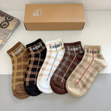Burberry sock【a Box5Double】Classic Letters logo Breathable Fashion25ss New Short Cotton Socks Spring Summer Autumn Thin Business Sports Casual Versatile Deodorant Sweat-Absorbing