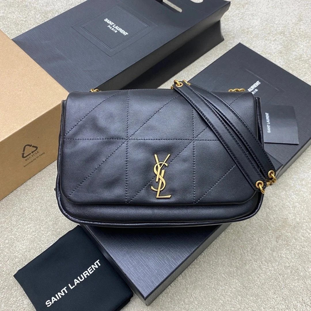 YSL Women's Bag Top version 【Super Original】Sunkeen Autumn and Winter New JAMIE Bag4.3Large Tote Bag Sheepskin Patent Leather Large Capacity Shopping Bag Backpack Men's and Women's Bags Extra Large Size Hobo Bag Small Size Jamie Messenger Bag Leisure Bag