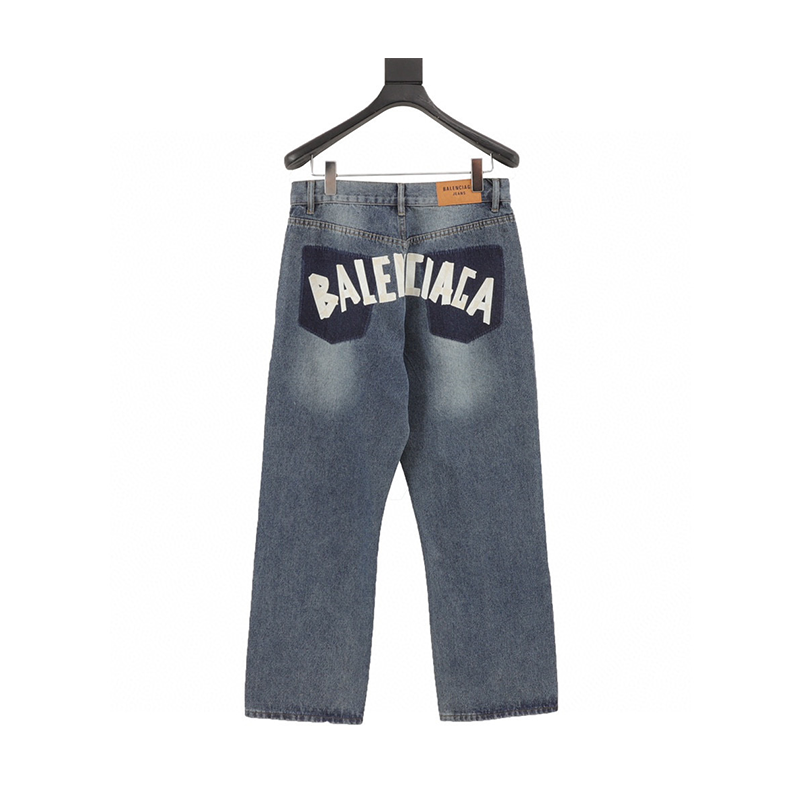 Balenciaga Jeans Tape Vintage Print Jeans for Men and Women