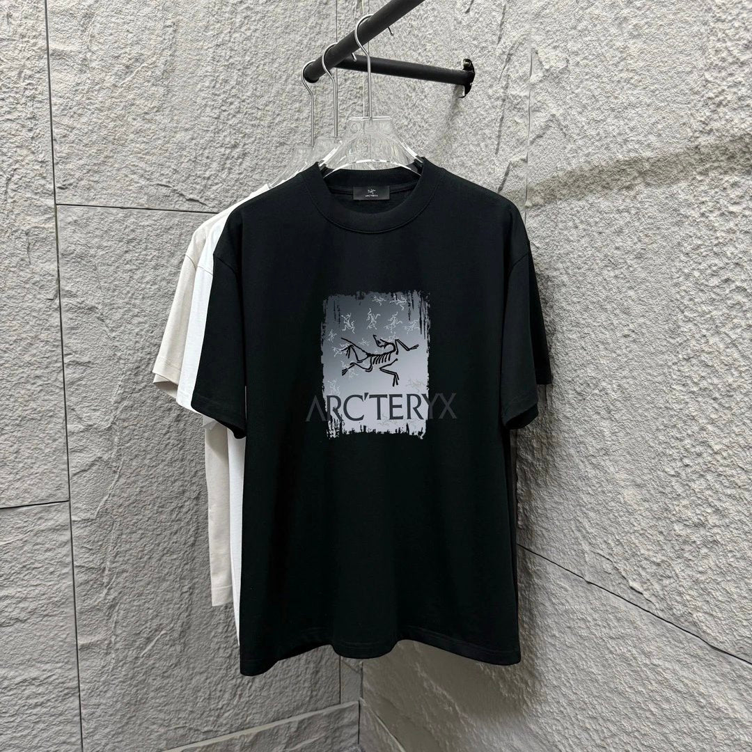 Arc'teryx T-shirt Chest Letter Skeleton Print logo round Neck Short Sleeve25ss New Pure Cotton Unisex Style T T-shirt OS Loose Fit Base Shirt Top Half Sleeve T-Shirt