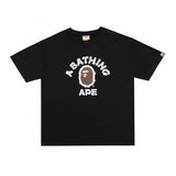 Bape T-shirt Top Version Fashion Brand Small Icon Embroidered Men's and Women's Short Sleeve T T-shirt Couple Cotton Printed round Neck Half Sleeve