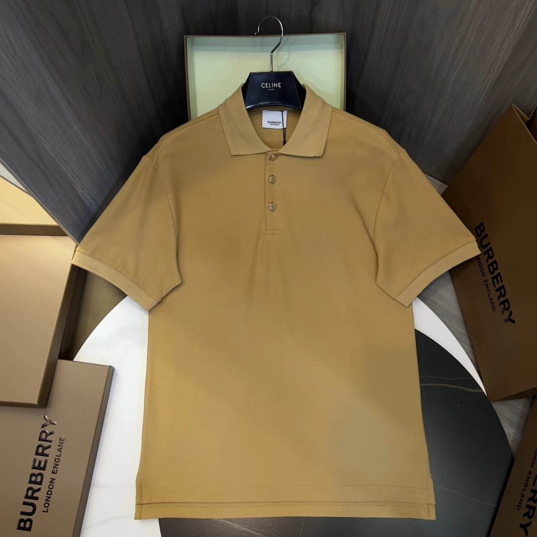 Burberry T-shirt TB Metal Button Decoration logoPOLO Short Sleeve Turn-down Collar Shirt Unisex Summer Loose Fit T Business Commuter Short Sleeve Shirt Plus Size