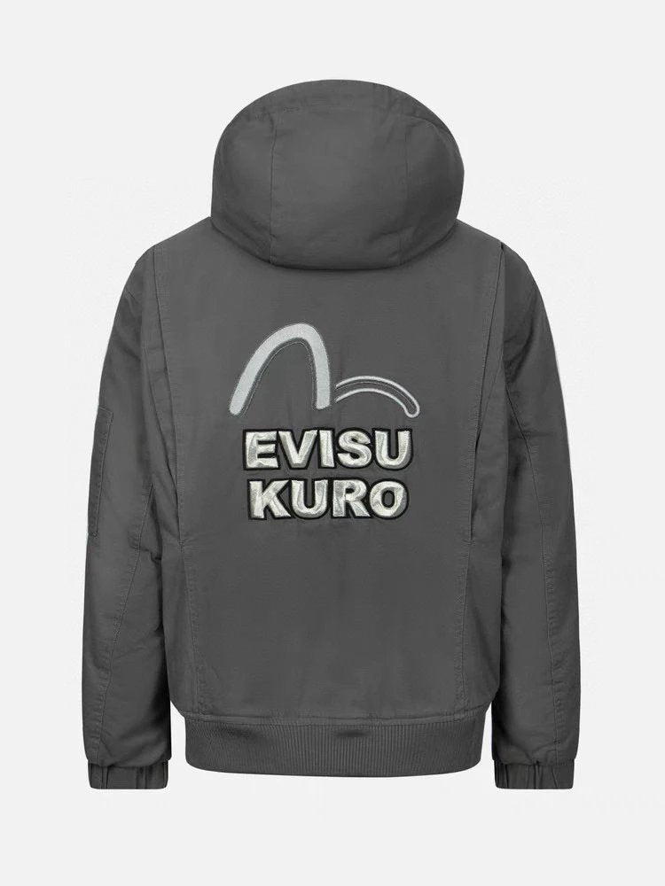 Evisu Jackets Top Version Men's Seagull Embroidered Cool Handsome Hooded Jacket Thickened Coat