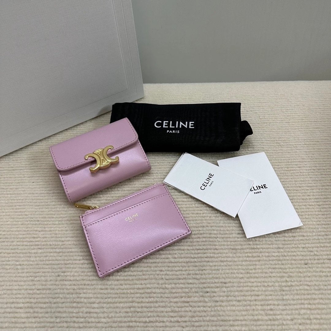 Celine Wallet Top version 【The Highest Version of the Original Factory】Super Two-in-One Small Wallet, Cards, Bills, and Change Can Be Put down4One Card Slot1One Paper Money Bag1One Detachable Zipper Card Holder Arc De Triomphe Two-in-One Wallet Women's Wa