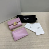 Celine Wallet Top version 【The Highest Version of the Original Factory】Super Two-in-One Small Wallet, Cards, Bills, and Change Can Be Put down4One Card Slot1One Paper Money Bag1One Detachable Zipper Card Holder Arc De Triomphe Two-in-One Wallet Women's Wa