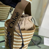 Chloe Bag Top version 2022Spring and Summer-New Rattan Weave Bag SmallWoodyBasket Vegetable Basket Bucket Bag Woven Bag Small Size Woody Cabas Bag Accessories Woody Ribbon Crossbody Shoulder Bag New Women's Bag