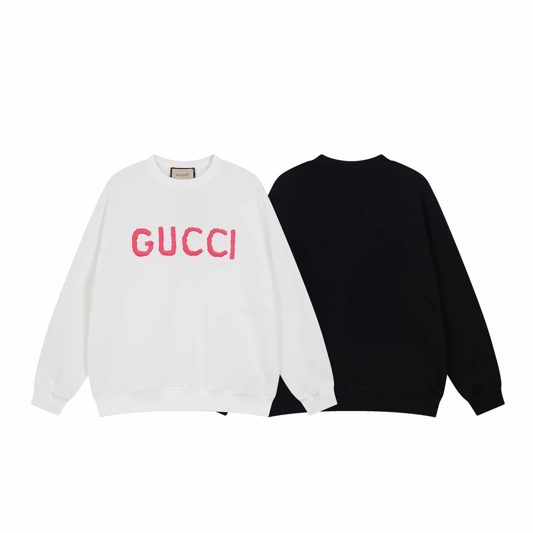 Gucci Hoodie Chest foam padding logo Round Neck Sweatshirt Long Sleeve Base Shirt Jacket Top Fashion Unisex Sports Casual Loose Fit Versatile Autumn Winter New Arrival