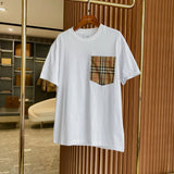 Burberry T-shirt Chest Pocket Design with Plaid Pattern logo round Neck Short Sleeve25ss New Pure Cotton Unisex Style T Casual T-Shirt Base Layer Shirt OS Loose Fit Half Sleeve Top Plus Size