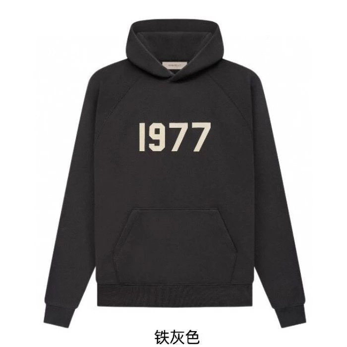 ESSENTIALS Hoodie Top Version Season 7 Main Line1977Letter Pullover Men's Women's Hoodie Flocking Sweater Coat Hoodie