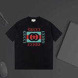 Gucci T-shirt Double-breasted G Letter Printing logo round Neck Short Sleeve25ss New Pure Cotton Unisex Style T T-shirt OS Loose Fit Base Shirt Half Sleeve T-Shirt Top Half Sleeve