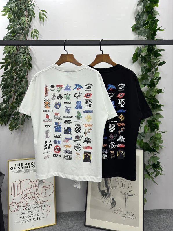 OFF-White T-shirt Top Version Counter Same Style Cotton Short Sleeve T T-shirt Men's and Women's Loose Summer Base Casual Half Sleeve