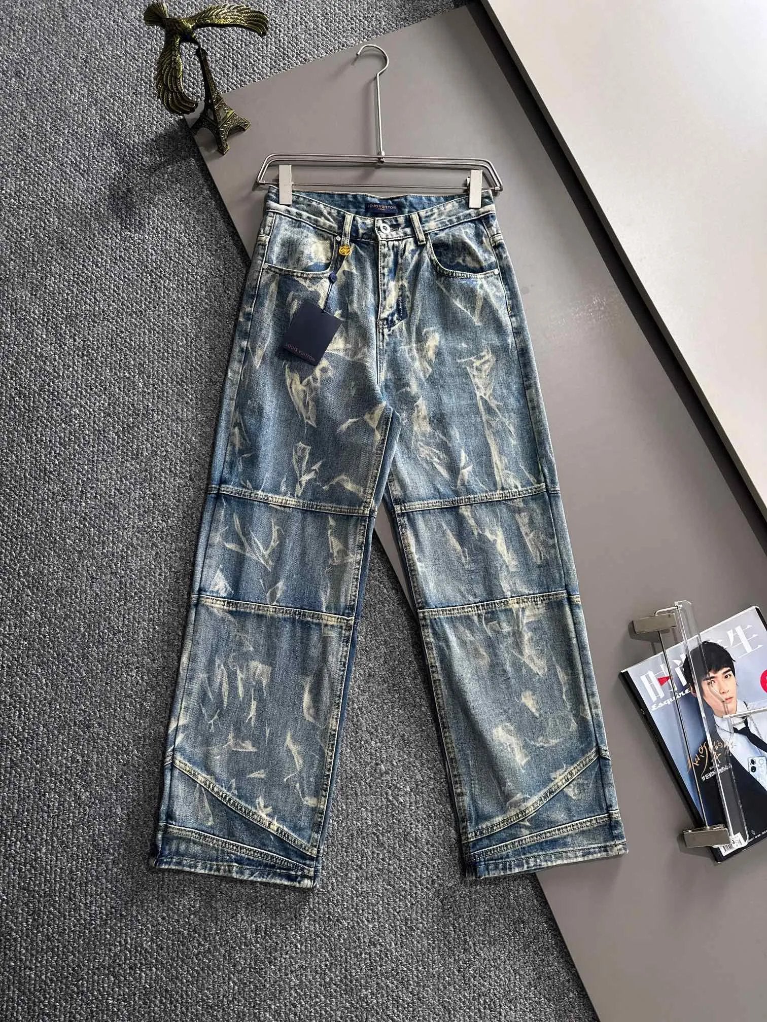 Louis Vuitton LV Jeans 25ss Spring Summer New Straight Leg Jeans Waist Adjustable Unisex Loose Fit Long Pants