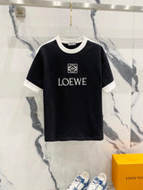 LOEWE T-shirt Color-Block Embroidered Letters LOGO Patchwork Design Logo