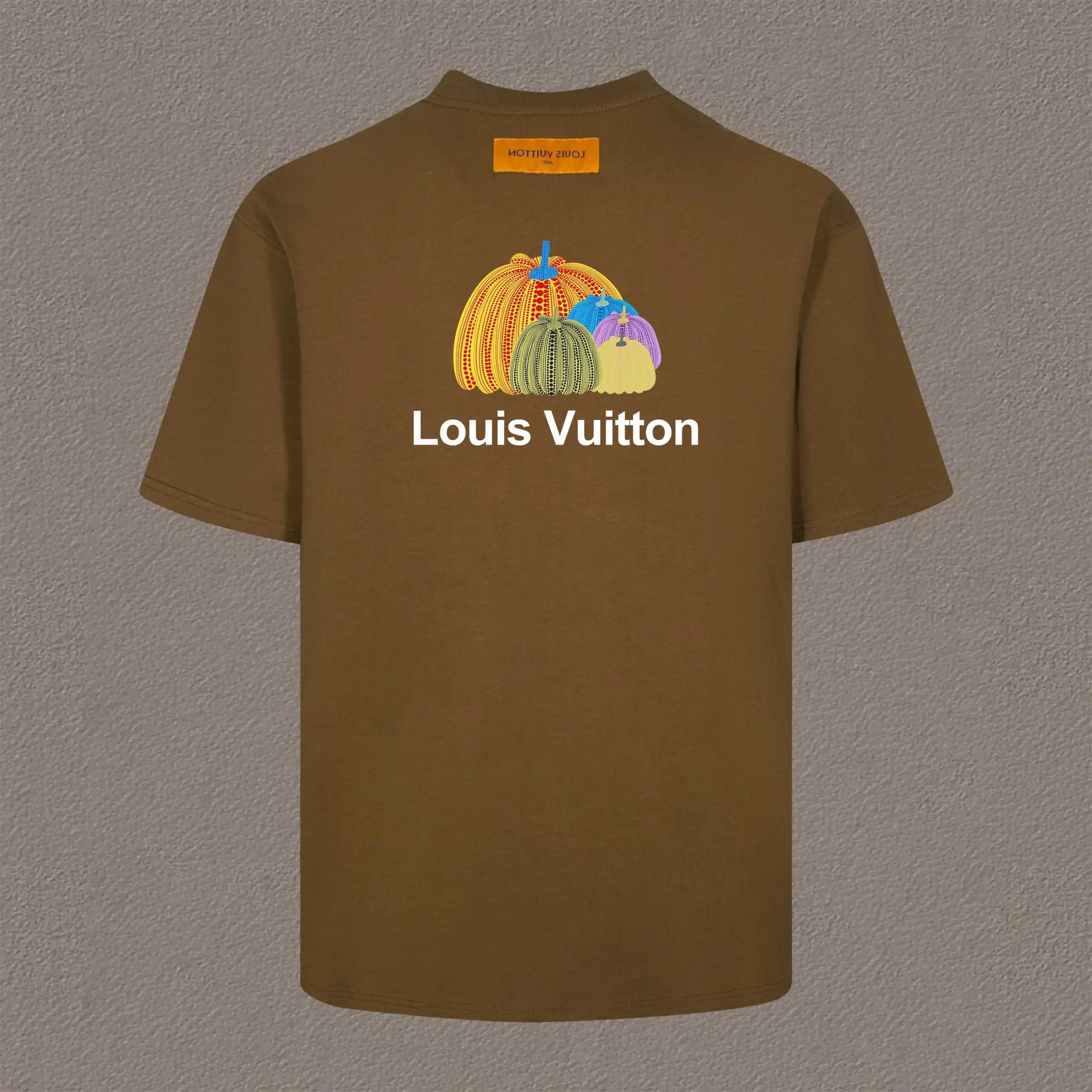 Louis Vuitton LV T-shirt Grass-Grown Mi Jian Series Back Print logo round Neck Short Sleeve25ss New pure cotton T Unisex T-Shirt OS Loose Fit Base Shirt Top Half Sleeve T-Shirt