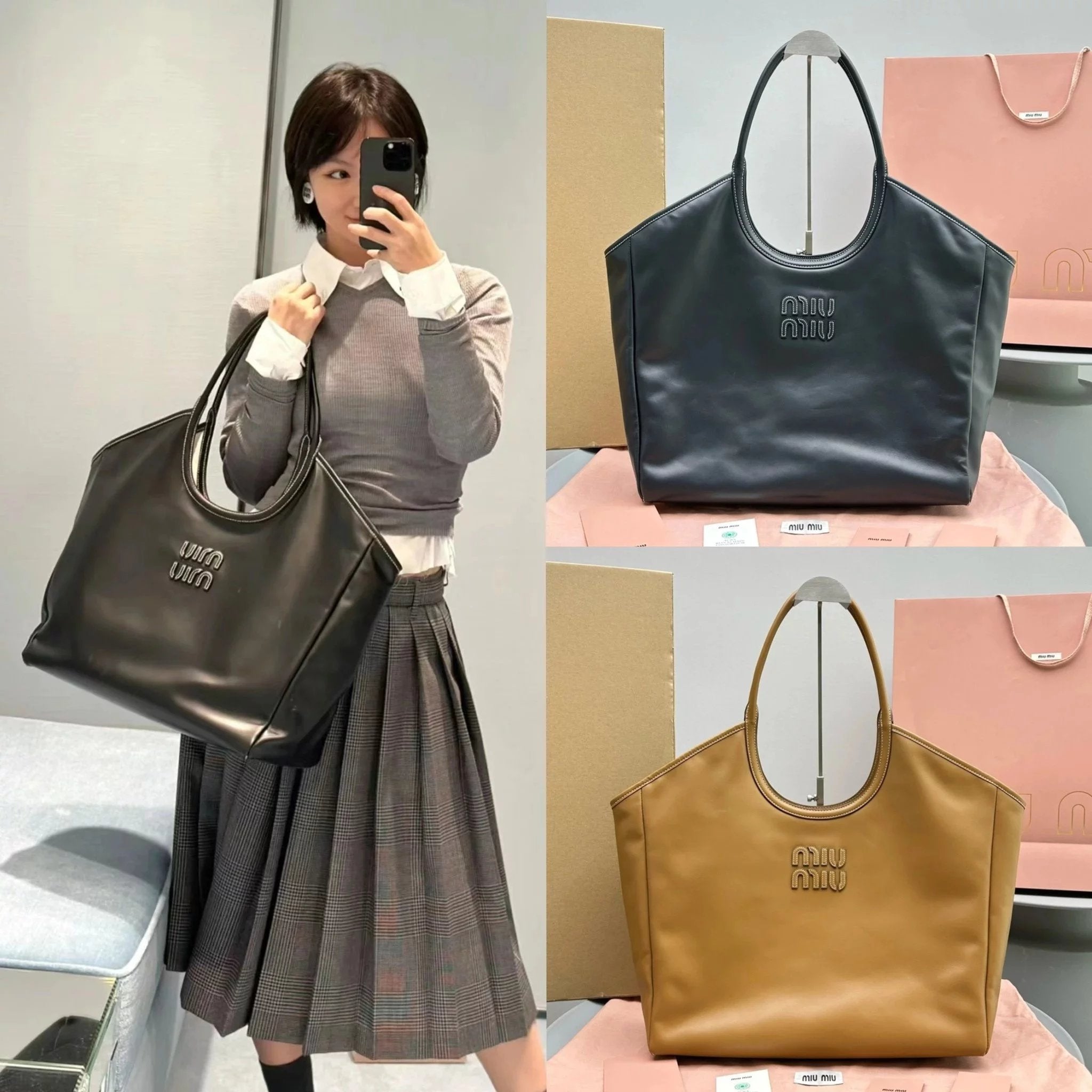 Miu Miu Bag Top version 【Original Surrogate Shopping Edition】23Autumn and Winter New hobo Tote Underarm Bag Series Limited Backpack Large Tote Bag hobo Bag Underarm Bag Large Shopping Bag Mummy Bag Commuter Bag Computer Bag Large Size Shopping Bag hobo Un