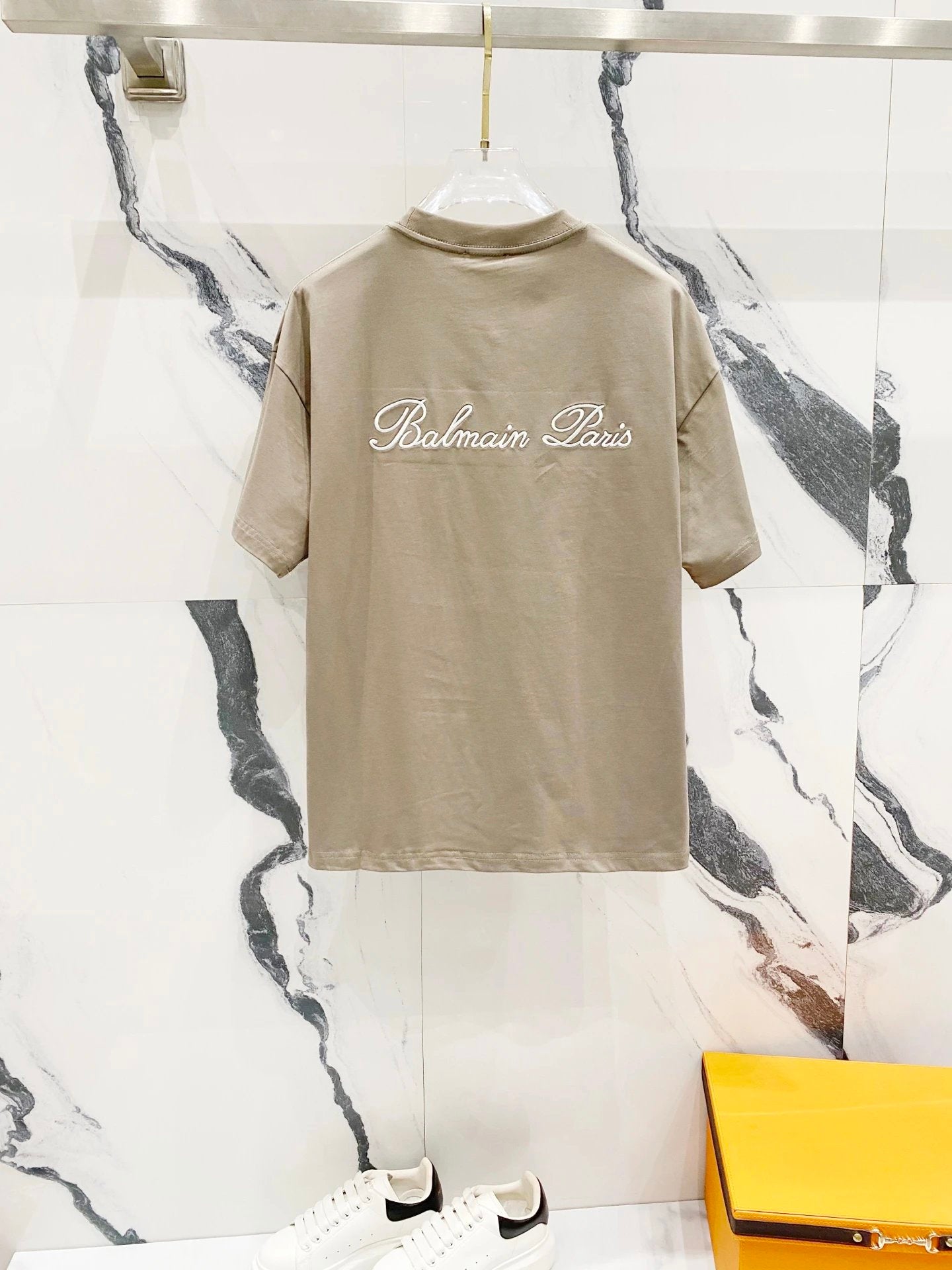 Balmain T-shirt Front and back brand letter embroidery logo round Neck Short Sleeve25ss New pure cotton T Unisex T-Shirt OS Drop Shoulder Loose Fit Base Shirt Top T-Shirt Short Sleeve
