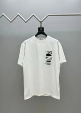 Dior T-shirt Fleece-lined Chest logo round Neck Short Sleeve25ss New Pure Cotton Unisex Style T T-shirt OS Loose Fit Base Shirt Short Sleeve Top T-Shirt