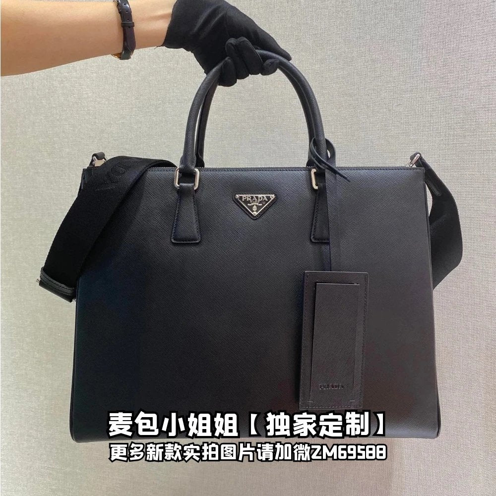 PRADA Bag Top version Latest Men's Saffiano Bag Briefcase Imported Original Single Cross Pattern Calfskin with Nylon Shoulder Girdle Tote Bag TOTE Bag Travel Bag Computer Bag Shopping Bag Handbag Shoulder Bag Messenger Bag Men's Bag Men's Bag2VG061