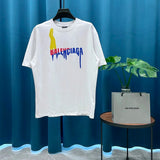 Balenciaga T-shirt Chest Print logo round Neck Short Sleeve25ss New Pure Cotton Unisex Style G Home T T-shirt OS Loose Fit Base Shirt Casual Top Short Sleeve T-Shirt