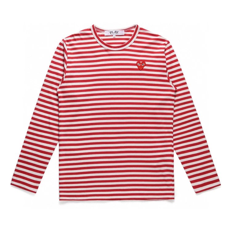 Rei Kawakubo Hoodie Top Version Couple Striped Love Men and Women round Neck Long Sleeve T T-shirt