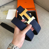 Hermes Belt Top version 3.2/3.8Men's Women's Belt Genuine Leather Double-Sided Belt Italy Imported Cowhide Leather Pure Original Leather Pure Steel Buckle Litchi Pattern h Home h Buckle1