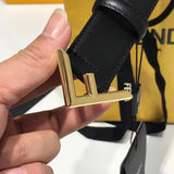 FENDI Belt Top version Belt3.5cm Boutique F Letter Buckle Imported First Layer Cowhide Men's Leather Belt