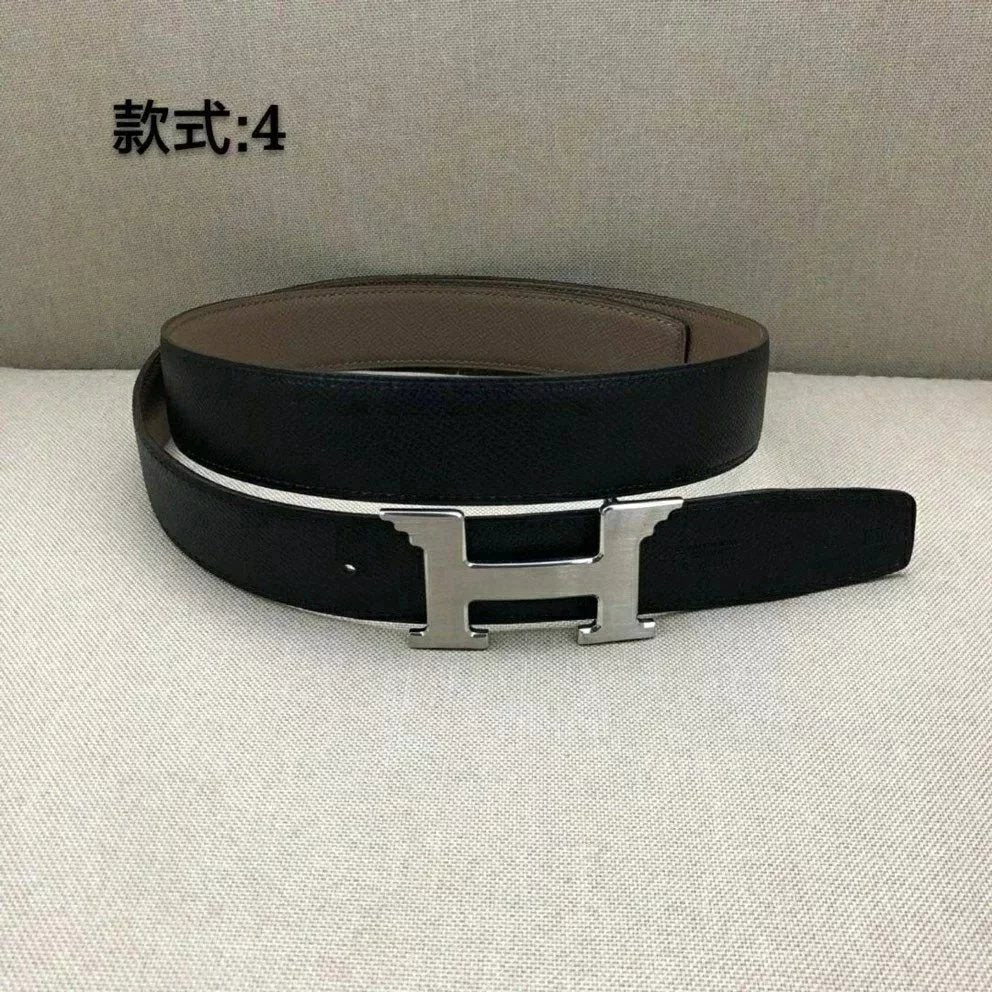 Hermes Belt Top version Men's and Women's Leather Belt Double-Sided Belt Italy Imported Cowhide Leather Original Leather Pure Steel Buckle Palm Grain h Home Double h Buckle Jeans Button