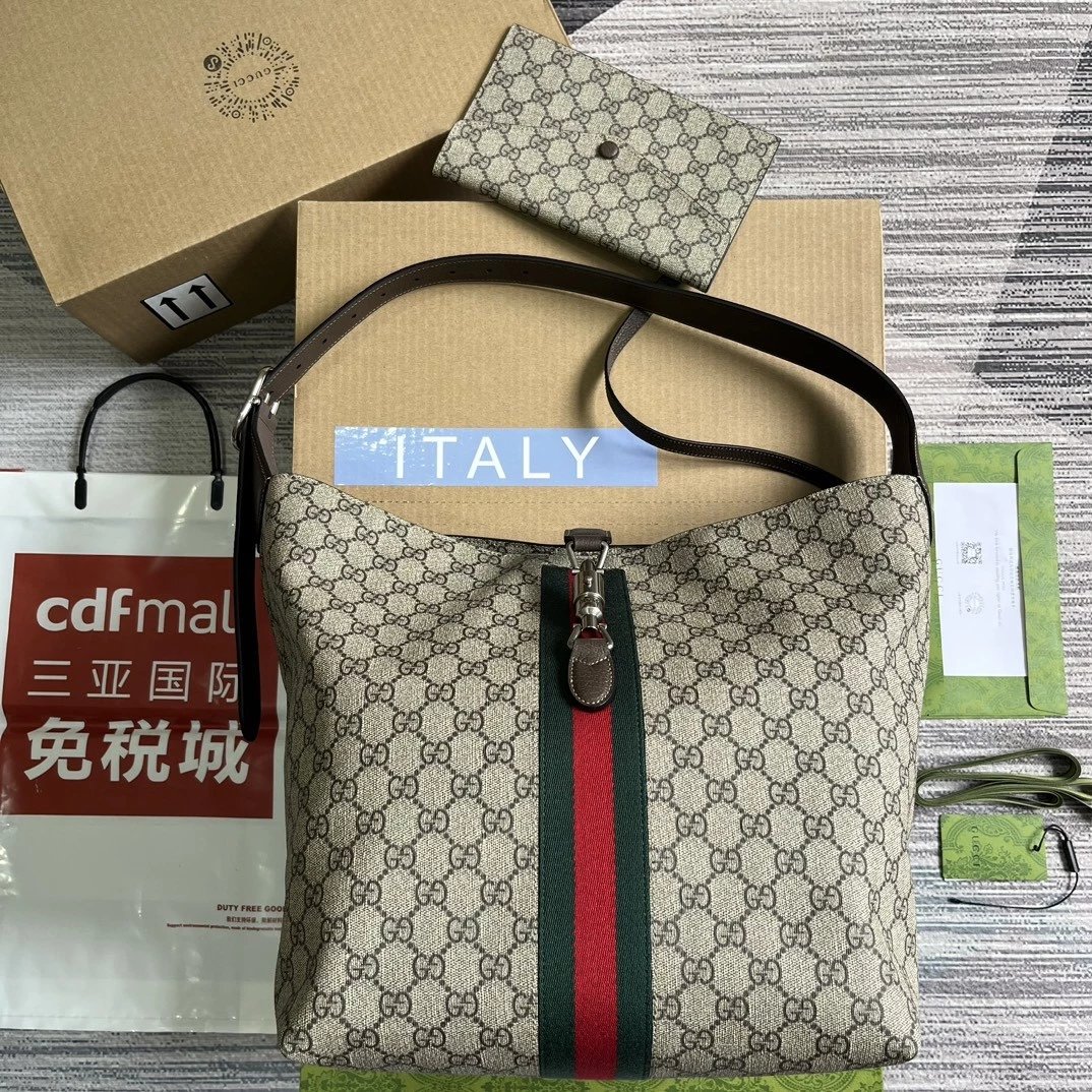 Gucci Women's Bag Top version 2023New Product Jackie1961Series Backpack Underarm Bag Shopping Bag Women's Bag Adjustable Shoulder Strap763103