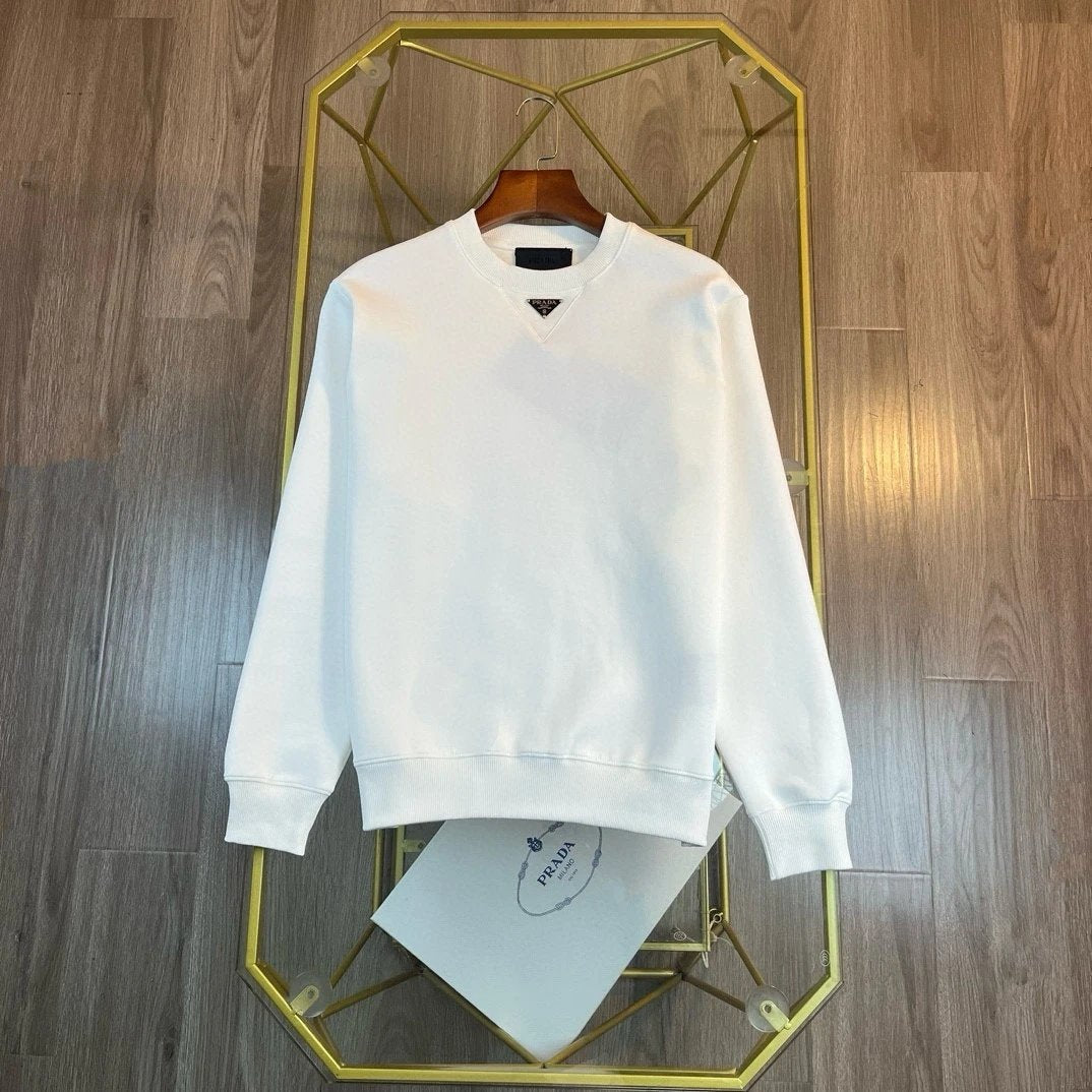 PRADA Hoodie New Style Chest Metal Triangle Logo Round Neck Sweatshirt Long Sleeve Base Shirt Jacket Top Fashion Unisex Sports Casual Loose Versatile Autumn Winter New Arrival