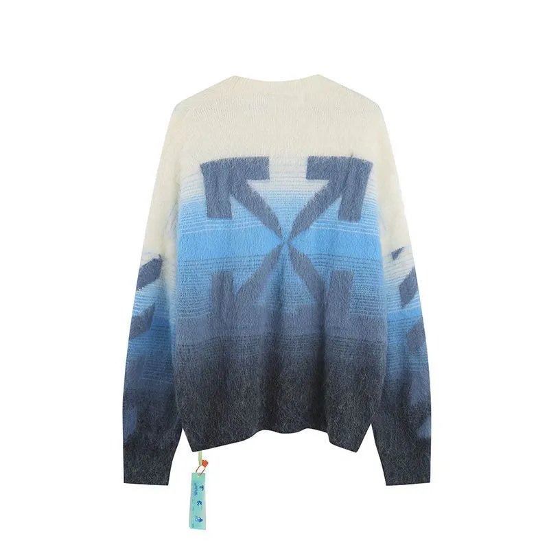 OFF-White Sweater Arrow Gradient Mohair Jacquard Sweater Loose Wool Sweater Tide-CY1688