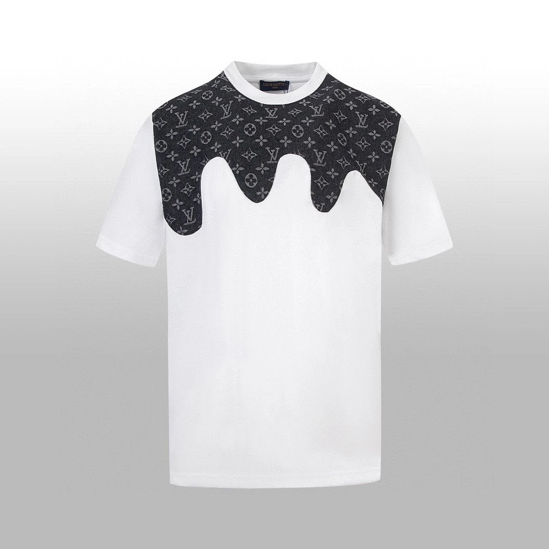 Louis Vuitton LV T-shirt Front Denim Wave Patch Embroidery logo round Neck Short Sleeve25ss New Pure Cotton Unisex Style T Casual T-Shirt Base Layer Shirt OS Loose Fit Half Sleeve Top Plus Size