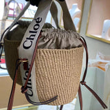 Chloe Bag Top version 2022Spring and Summer-New Rattan Weave Bag SmallWoodyBasket Vegetable Basket Bucket Bag Woven Bag Small Size Woody Cabas Bag Accessories Woody Ribbon Crossbody Shoulder Bag New Women's Bag