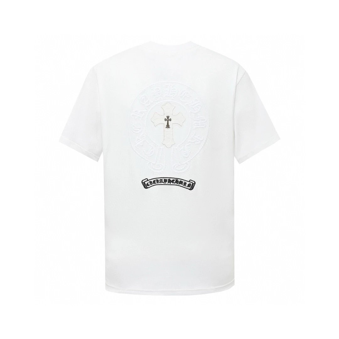 Chrome Hearts T-shirt Appliqué Front Panel logo round Neck Short Sleeve25ss New Pure Cotton Unisex Style T T-shirt OS Loose Fit Base Shirt Short Sleeve T-Shirt Top