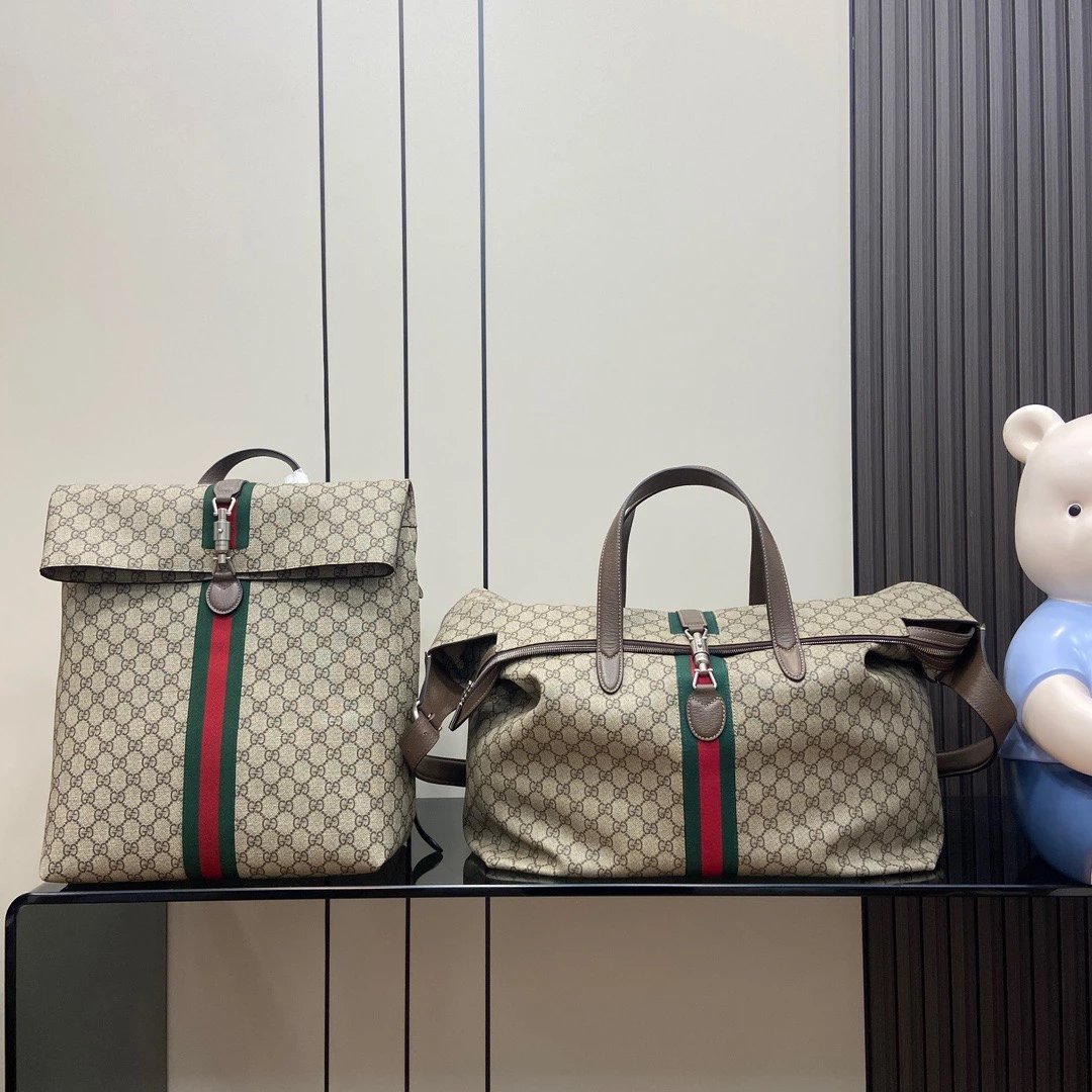 Gucci Tote Bag/Briefcase/Travel Bag Top version 【High Version Original Leather】2024New Jackie1961Series Large Backpack Backpack Women's Bag Men's Backpack Backpack45cm Travel Bag Luggage Bag Leisure Bag Tote Package Tote Bag Model：771344，771343