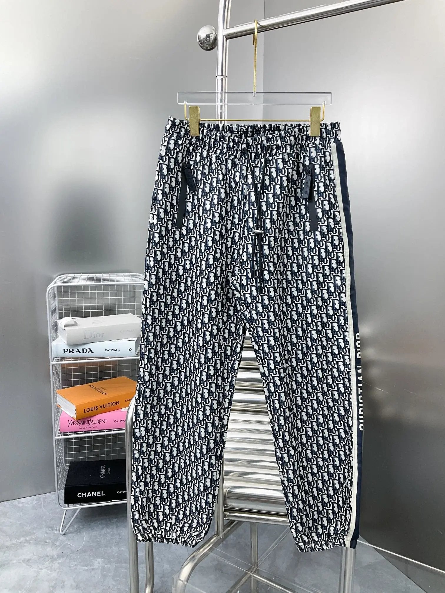 Dior Sweatpants 24SS Old Flower Full Print Jacquard Ribbon Jogger Pants Unisex Versatile