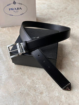 PRADA Belt Top version 【First Layer Cowhide】Men's Belt P Home Classic Business Belt Fashion Casual Width:3.4cm Boutique Pattern Automatic Buckle316Fine Steel Made Selected First Layer Cowhide Italian Leather Embryo PA Sliding Teeth Are Strong and Durable